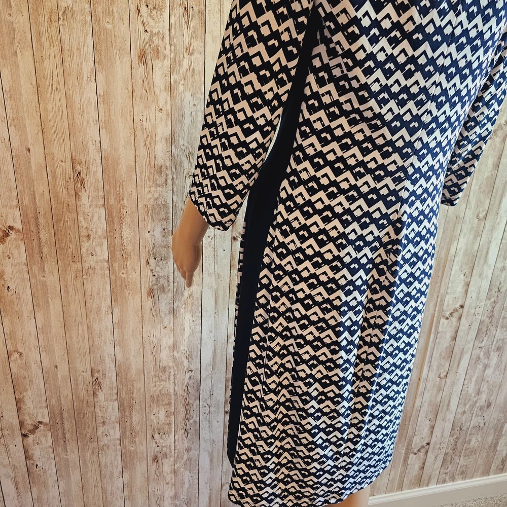 Ralph Lauren Navy and White Geometric Midi Dress - Picture 6 of 8